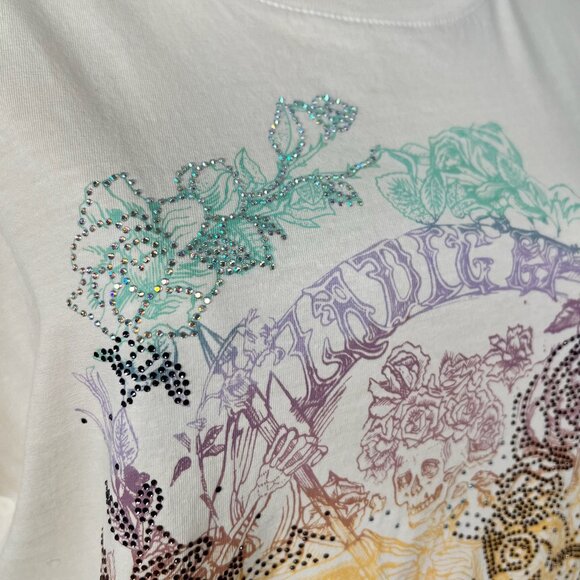 Zadig & Voltaire Cecilia Skull Reaper Strass T-shirt - Size S - Picture 4 of 8
